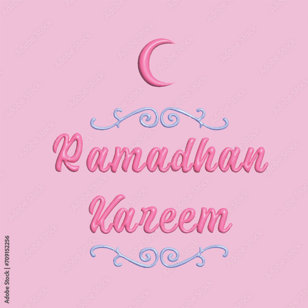 Welcoming Ramadan concept. Realistic 3d object cartoon style. Vector colorful illustration.