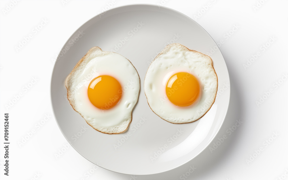 Breakfast fried eggs Isolated on white background Generated AI Breakfast fried eggs Isolated on white background Generated AI