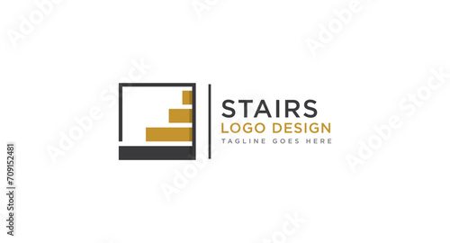 abstract stairs logo design.