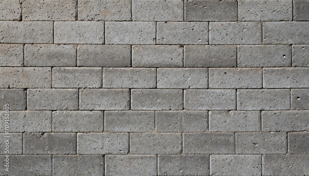 Fototapeta premium Detailed view of a modern grey brick wall, showcasing uniformity and texture. Ideal for backgrounds or architectural designs.