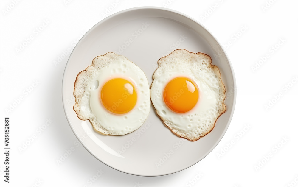 Breakfast fried eggs Isolated on white background Generated AI Breakfast fried eggs Isolated on white background Generated AI
