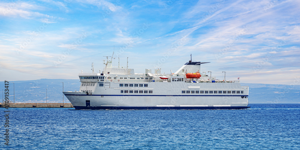 Passenger and transport ferry at the pier