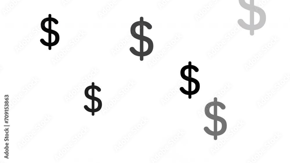 Animation of many dollar signs appearing and disappearing on white background Animation of many dollar signs appearing and disappearing on white background