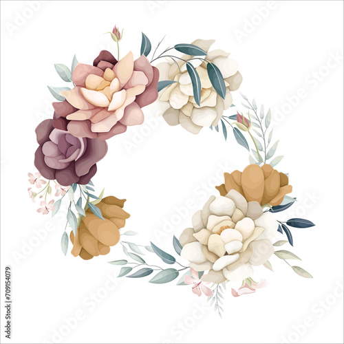 set of flower arrangements flower and leaves floral illustration for wedding card