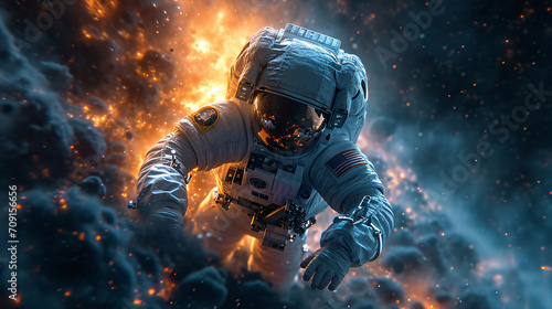 Epic astronaut during a deep space exploration 