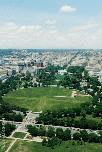 High angle view of Washington D.C. featuring the White House.