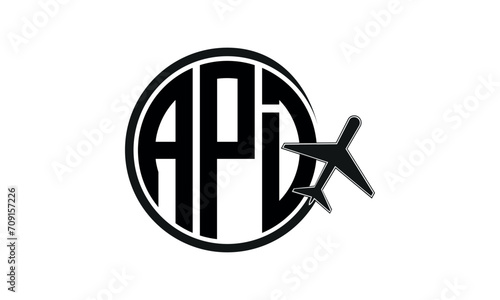 APD three initial letter circle tour & travel agency logo design vector template. hajj Umrah agency, abstract, wordmark, business, monogram, minimalist, brand, company, flat, tourism agency, tourist