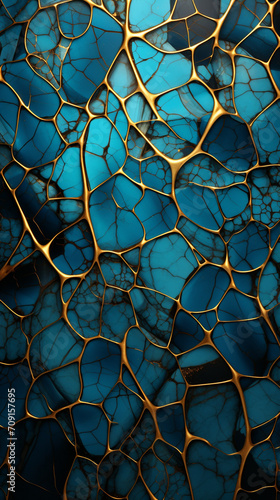 turquoise and gold chrome the most beautiful cinematic abstract artwork kintsugi mosaic created with Generative Ai