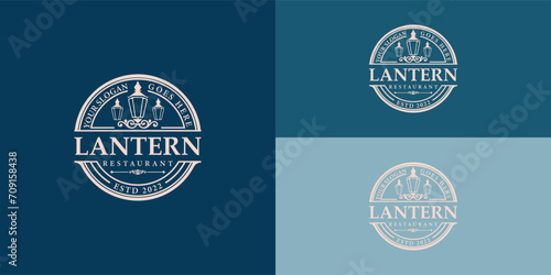 Lantern Post, Classic Street Lamp Restaurant Vintage Logo design vector presented with multiple background colors. The logo is suitable for the classic restaurant logo design inspiration template