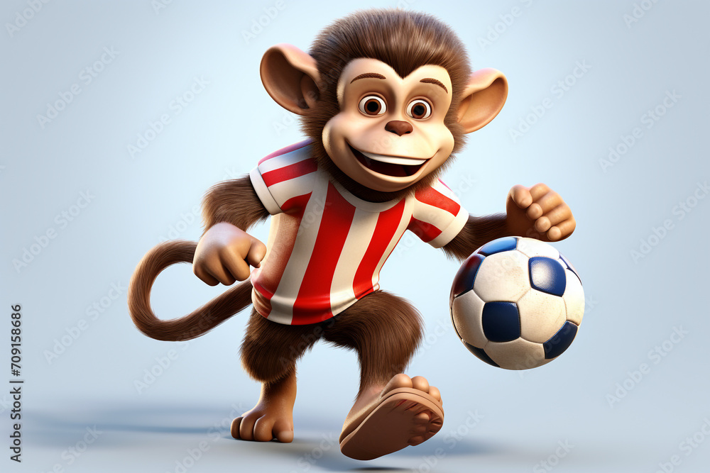 monkey playing football, 3d character vector monkey playing football, 3d character vector