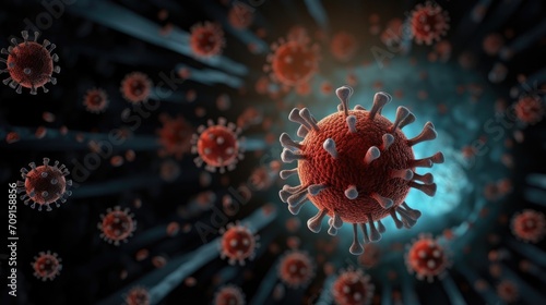 The virus is a 3D background of virus cells.