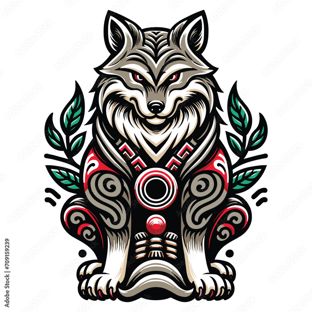 Ainu animal mascot vector illustration on white background