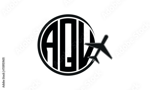 AQV three initial letter circle tour & travel agency logo design vector template. hajj Umrah agency, abstract, wordmark, business, monogram, minimalist, brand, company, flat, tourism agency, tourist