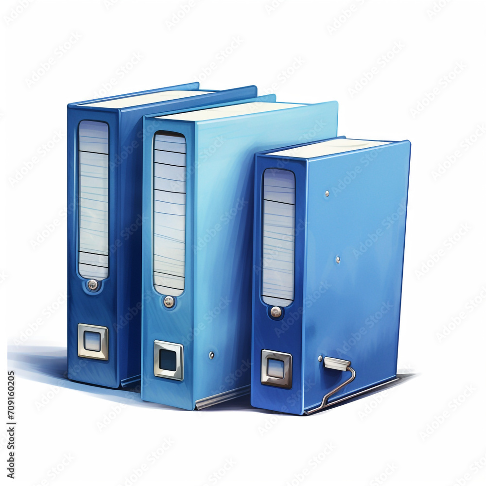 blue folders, white background created with Generative Ai
