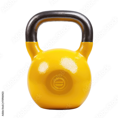 Yellow kettlebell isolated on transparent background
