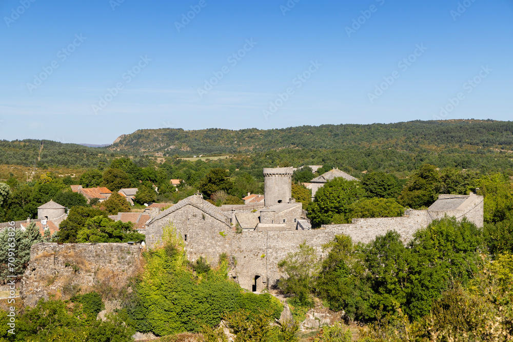 View of the medieval village of La Couvertoirade in Larzac, Aveyron, France