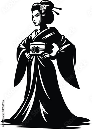 Japanese Geisha Silhouette Illustration Vector