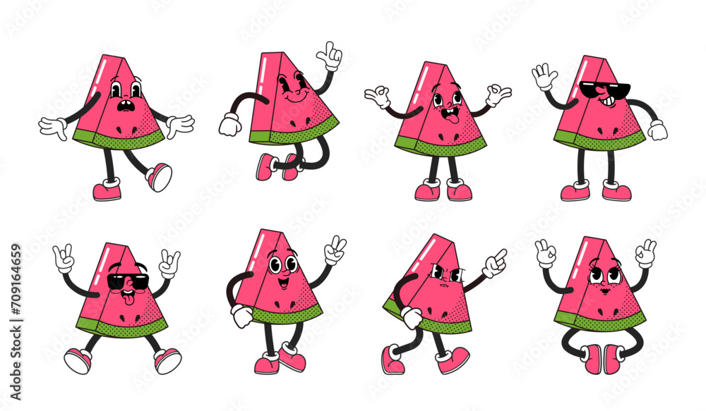 Cartoon Vector Groovy Retro Watermelon Character Vibrant Fusion Of 70s Aesthetics And Juicy Fun With Psychedelic Cartoon Vector Groovy Retro Watermelon Character Vibrant Fusion Of 70s Aesthetics And Juicy Fun With Psychedelic
