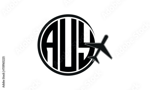 AUY three initial letter circle tour & travel agency logo design vector template. hajj Umrah agency, abstract, wordmark, business, monogram, minimalist, brand, company, flat, tourism agency, tourist