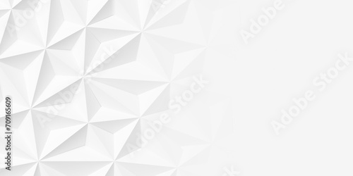 Mesh of three dimensional white triangles geometrical background wallpaper banner pattern flat lay with copy space photo