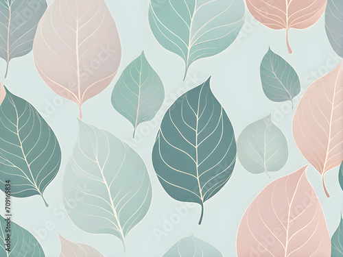 leaf-pattern-illustration-in-minimalist-style-suited-for-wallpaper-employing-pastel-colors © HYOJEONG