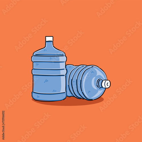 two gallons of blue water filled with water on an orange background vector illustration design
