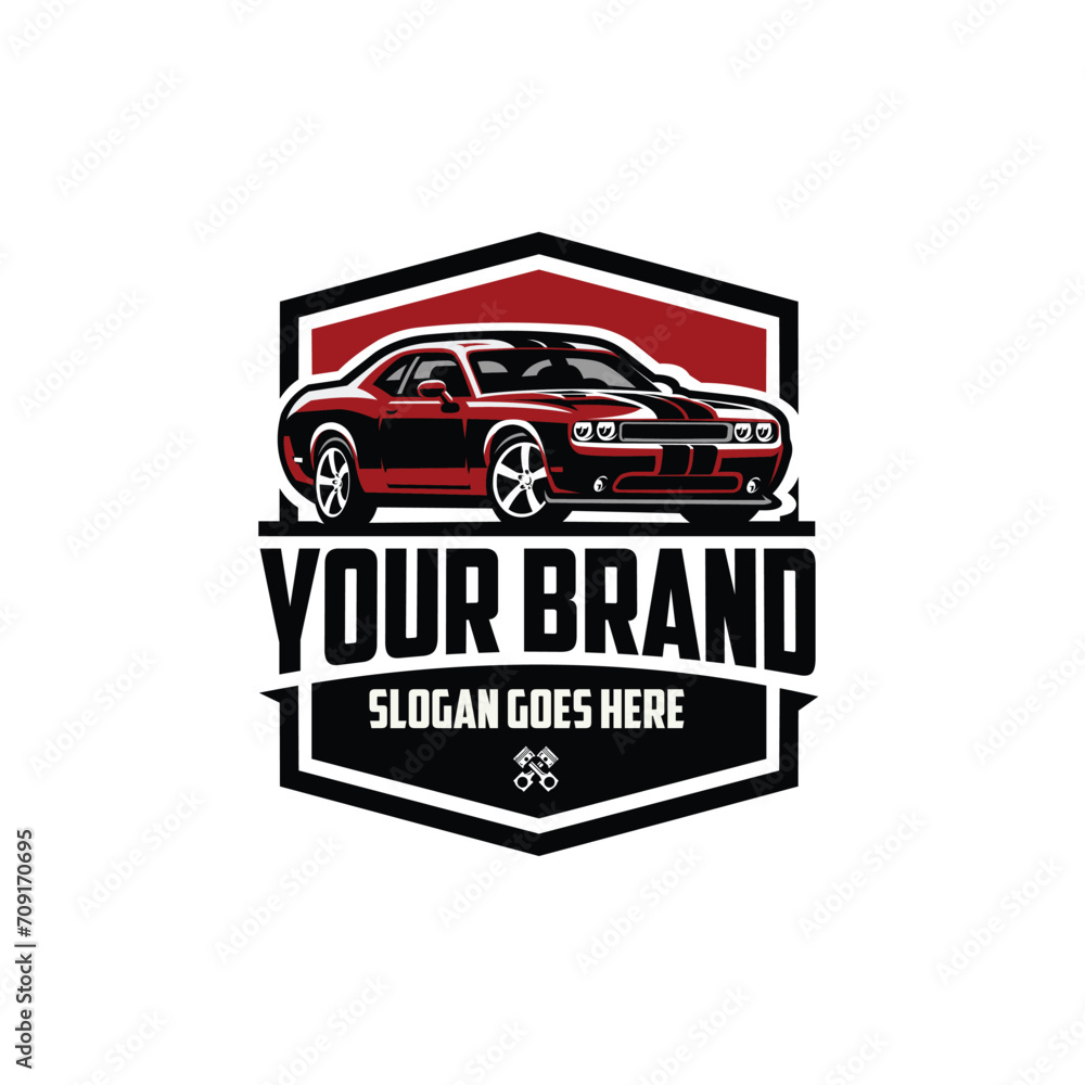 Muscle Car Garage Badge Emblem Logo Vector Illustration