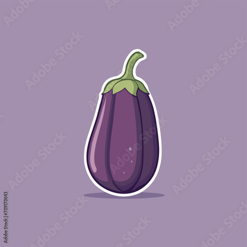 Cute eggplant aubergine cartoon illustration vector design