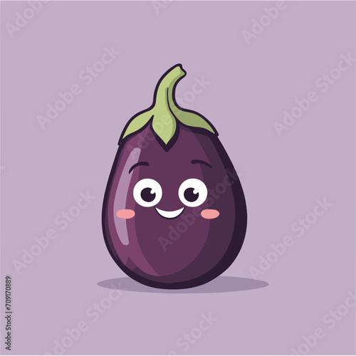 Cute eggplant aubergine cartoon illustration vector design