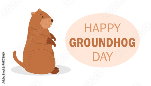 Happy Groundhog Day vector illustration.