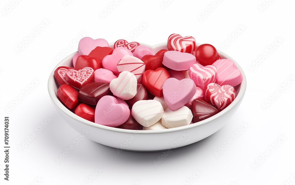 Valentine's Day hearts candy Isolated on White background Generated AI Valentine's Day hearts candy Isolated on White background Generated AI