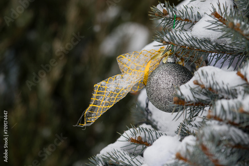 Wallpaper Mural Christmas tree with toys and snow Torontodigital.ca