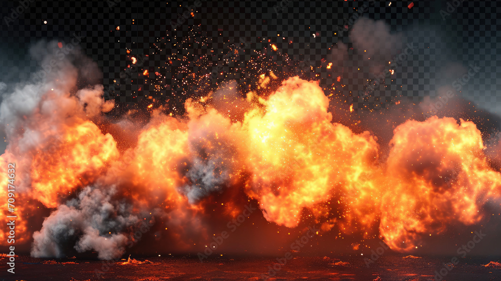 Fire and smoke graphic banner, explosion
