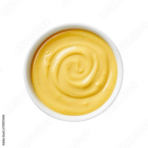 Top View Mustard sauce isolated transparent, Generative AI