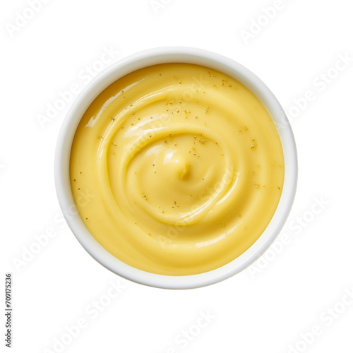 Top View Mustard sauce isolated transparent, Generative AI