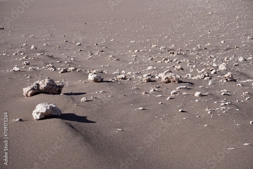 ‎⁨White Rocks on the sand in Thge valley of The Moon (Valle De La Luna)⁩, ⁨San Pedro de Atacama⁩, ⁨Chile.⁩