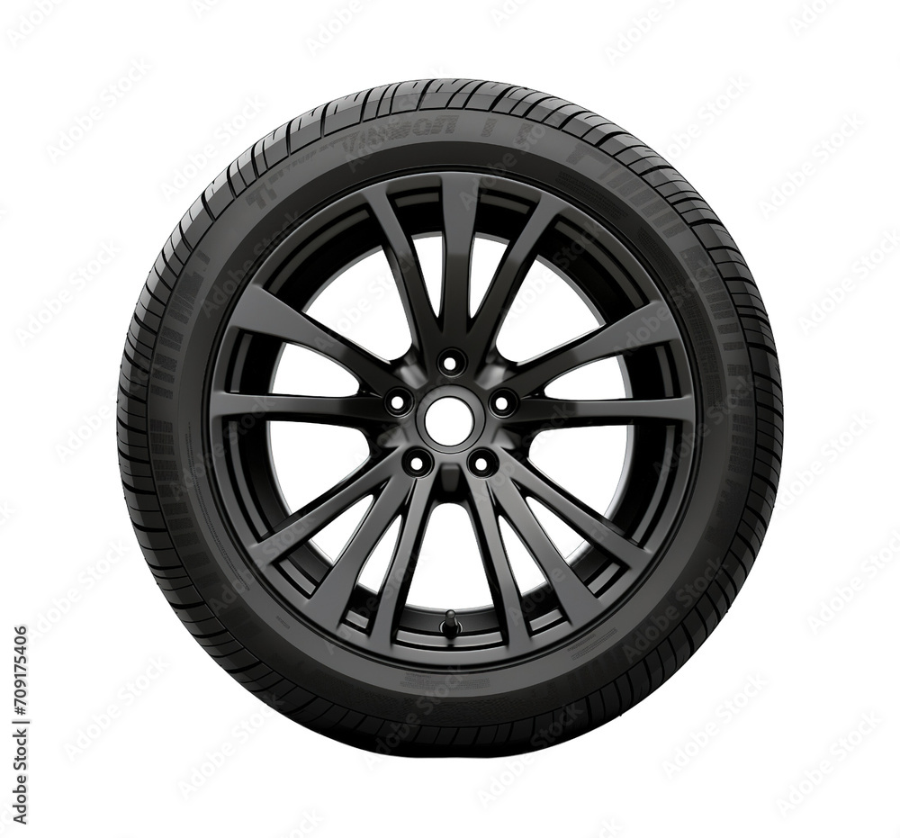 Car wheels and tires isolated on transparent background. PNG file, cut out