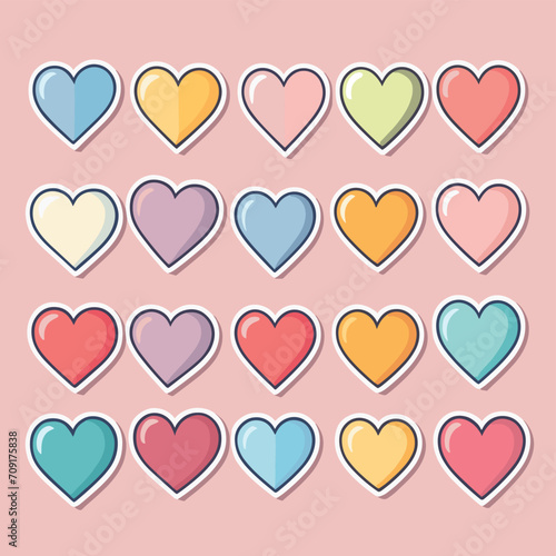 Heart shapes icon set pattern design