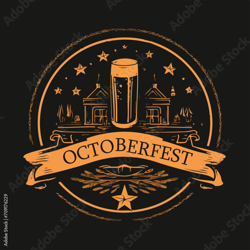 Craft Beer Brewery label logo design vector in vintage style illustration