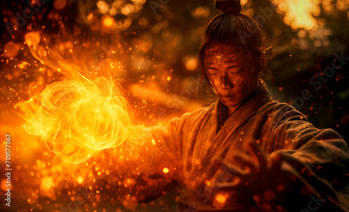 Shinobi Warrior Wielding Fire