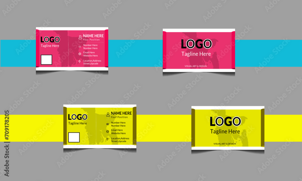 Pink and yellow business card template. Pink and yellow business card template.