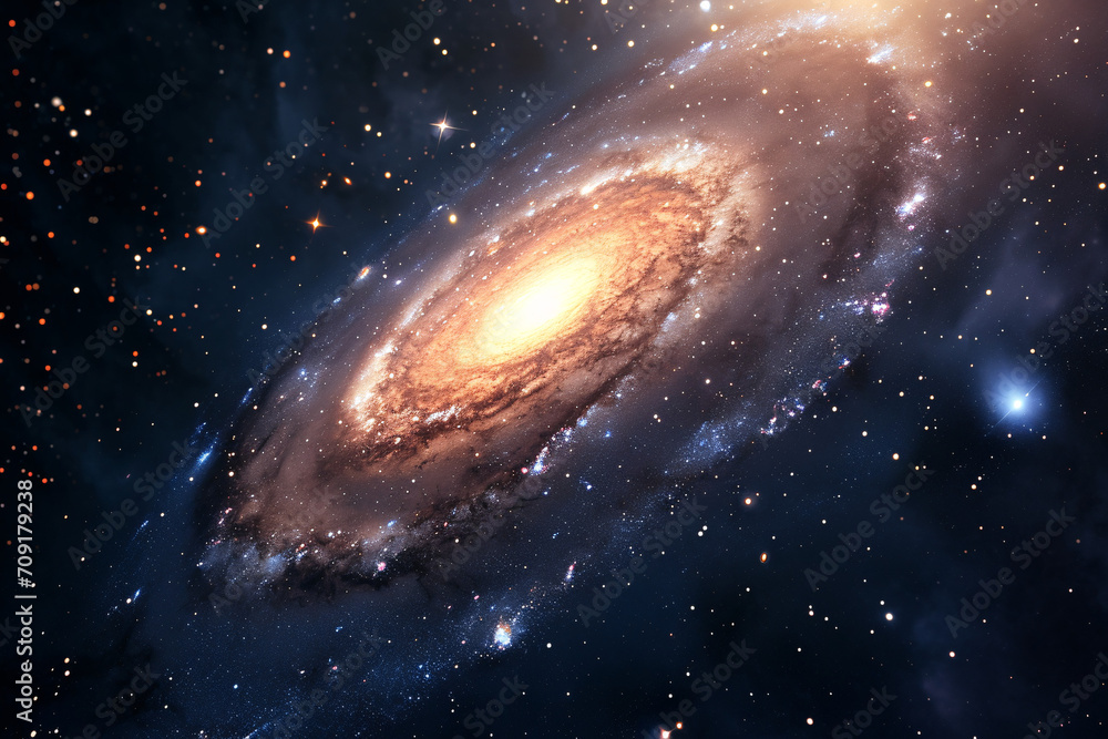 Fototapeta premium Spiral galaxy and stars, deep space swirl galaxy
