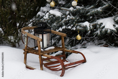 Wallpaper Mural sleigh under the Christmas tree Torontodigital.ca