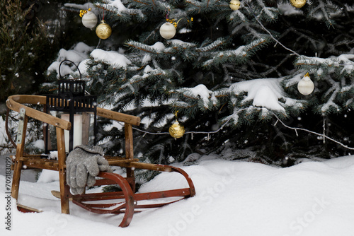 Wallpaper Mural sleigh under the Christmas tree Torontodigital.ca