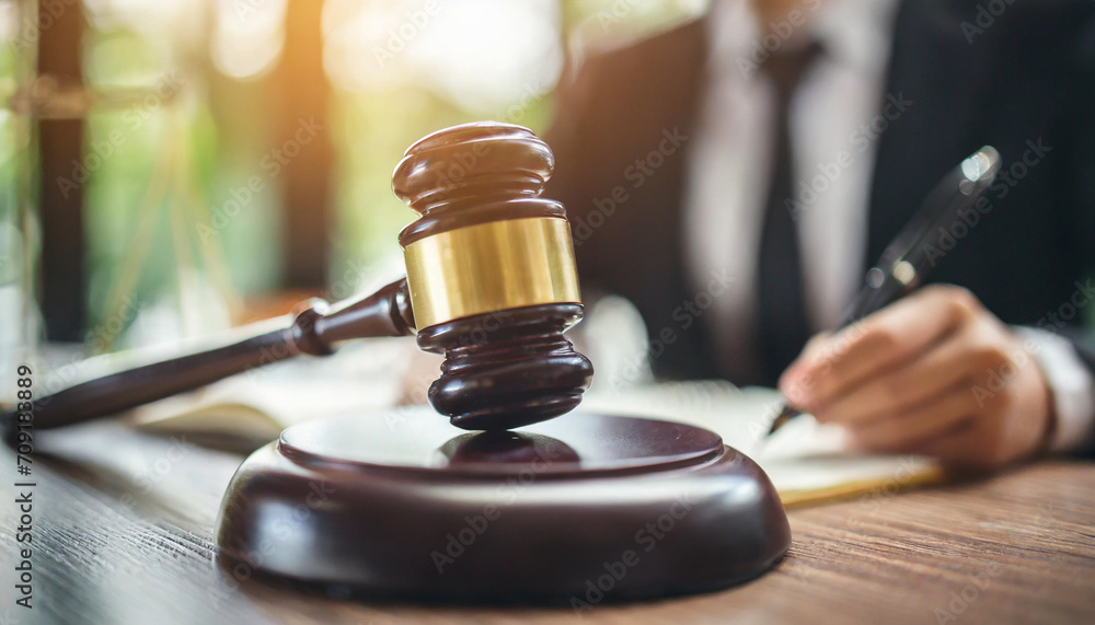 gavel resting on a wooden block, symbolizing authority and justice in a legal setting gavel resting on a wooden block, symbolizing authority and justice in a legal setting