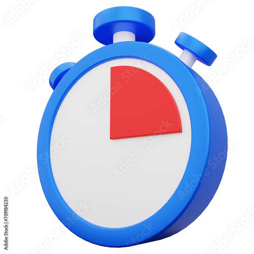 Quarter Stopwatch 3D Illustration