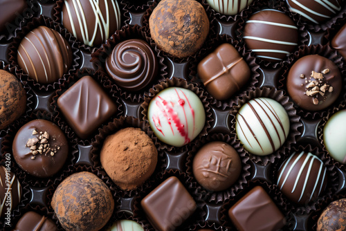 Delicious variety of chocolates in a box © Dennis