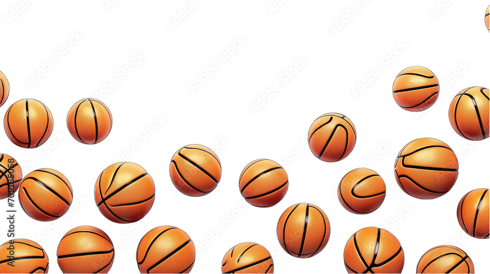 Graphic border of basketballs, isolated