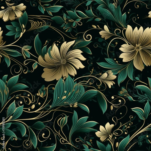 fabric seamless pattern on green background