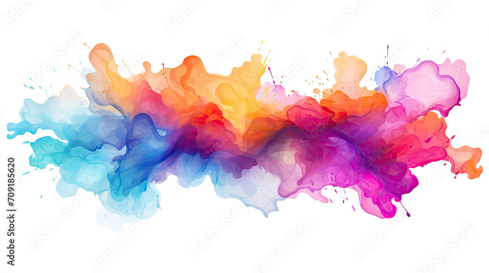 Beautiful swirling colorful smoke. Splash of color drop in water isolated on transparent background
